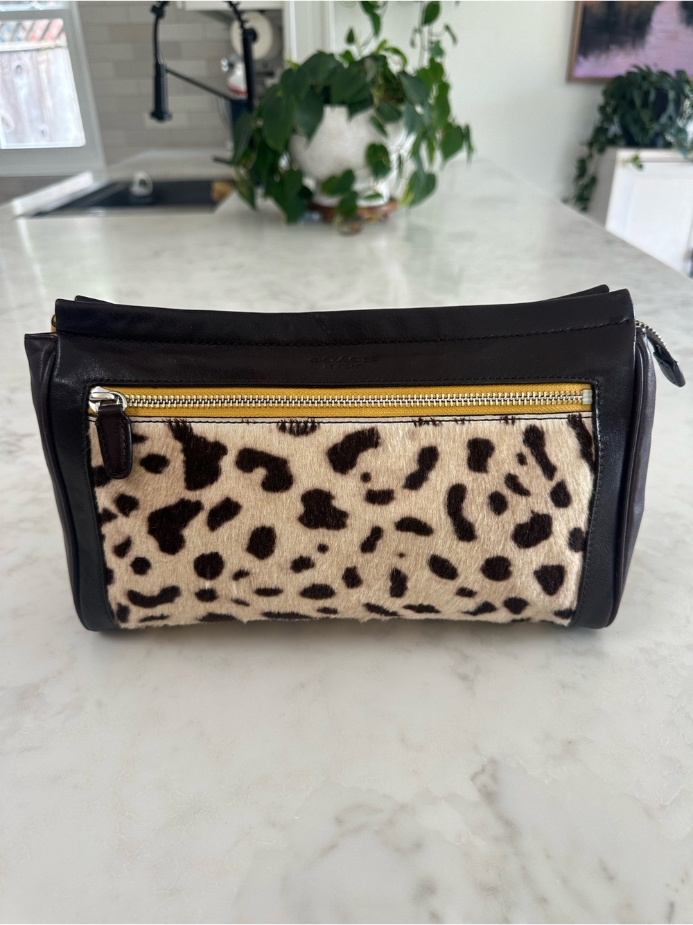 Coach Legacy Ocelot Haircalf Zipper Clutch